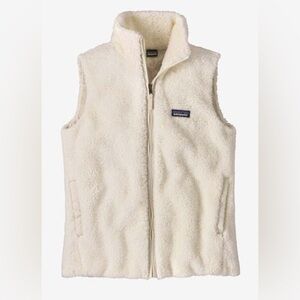 Patagonia White Fleece Vest with Stand-Up Collar